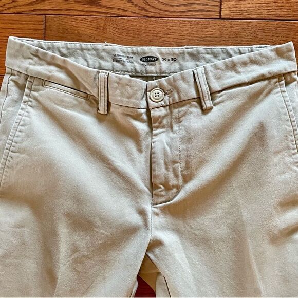 BEIGE OLD NAVY ULTIMATE SLIM KHAKIS 29x30 - Picture 2 of 5